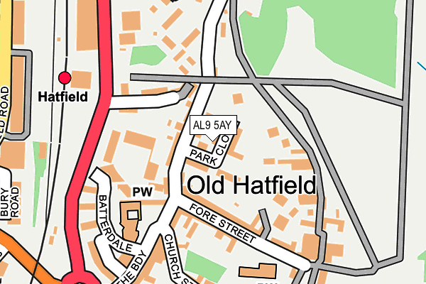 AL9 5AY map - OS OpenMap – Local (Ordnance Survey) AL9 5AY map - OS OpenMap – Local (Ordnance Survey)