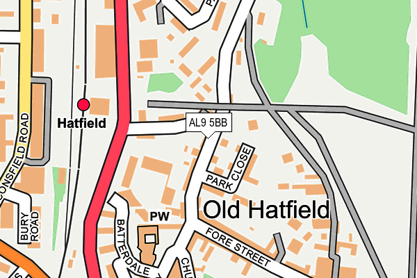 AL9 5BB map - OS OpenMap – Local (Ordnance Survey) AL9 5BB map - OS OpenMap – Local (Ordnance Survey)