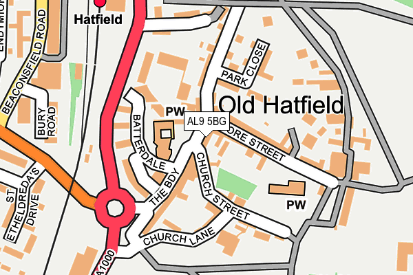 AL9 5BG map - OS OpenMap – Local (Ordnance Survey) AL9 5BG map - OS OpenMap – Local (Ordnance Survey)