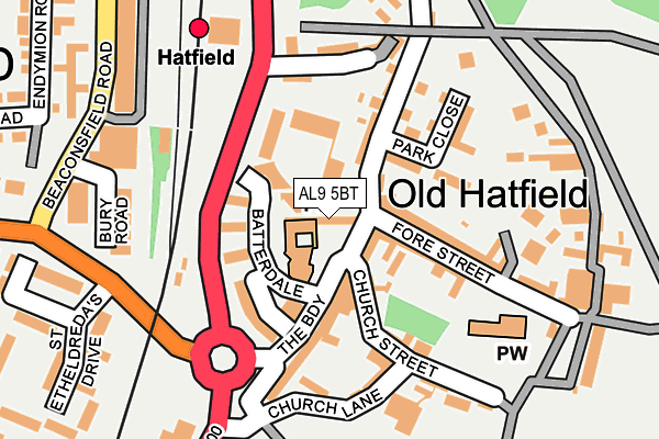 AL9 5BT map - OS OpenMap – Local (Ordnance Survey) AL9 5BT map - OS OpenMap – Local (Ordnance Survey)