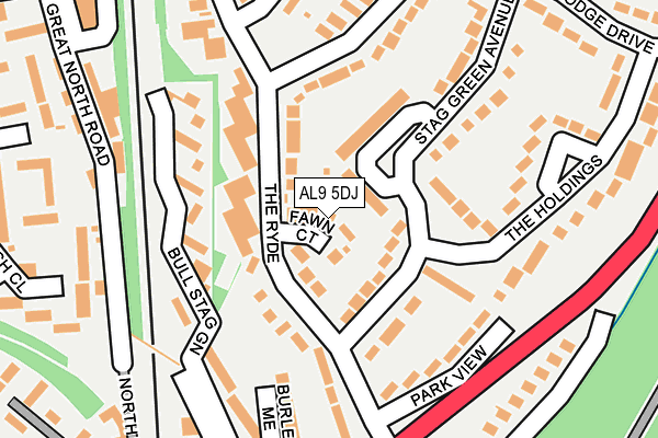 AL9 5DJ map - OS OpenMap – Local (Ordnance Survey) AL9 5DJ map - OS OpenMap – Local (Ordnance Survey)