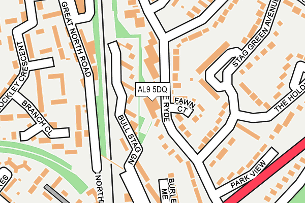 AL9 5DQ map - OS OpenMap – Local (Ordnance Survey) AL9 5DQ map - OS OpenMap – Local (Ordnance Survey)