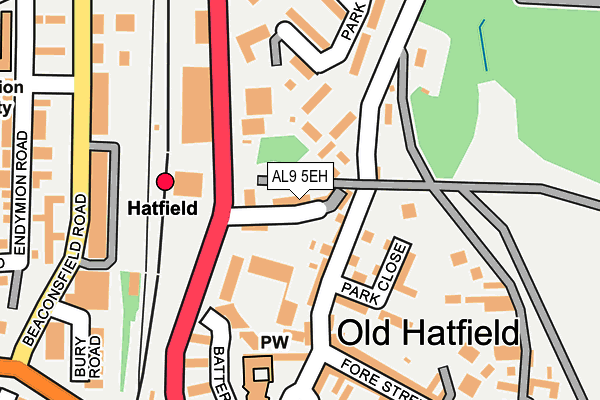 AL9 5EH map - OS OpenMap – Local (Ordnance Survey) AL9 5EH map - OS OpenMap – Local (Ordnance Survey)