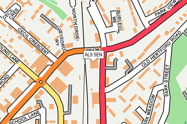 AL9 5EN map - OS OpenMap – Local (Ordnance Survey) AL9 5EN map - OS OpenMap – Local (Ordnance Survey)