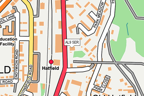 AL9 5ER map - OS OpenMap – Local (Ordnance Survey) AL9 5ER map - OS OpenMap – Local (Ordnance Survey)