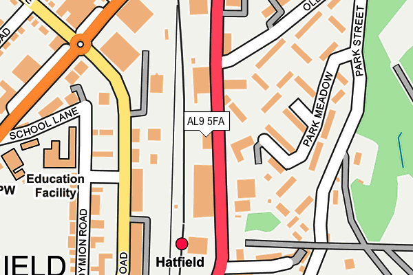 AL9 5FA map - OS OpenMap – Local (Ordnance Survey) AL9 5FA map - OS OpenMap – Local (Ordnance Survey)