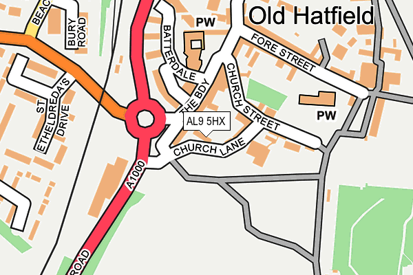 AL9 5HX map - OS OpenMap – Local (Ordnance Survey) AL9 5HX map - OS OpenMap – Local (Ordnance Survey)