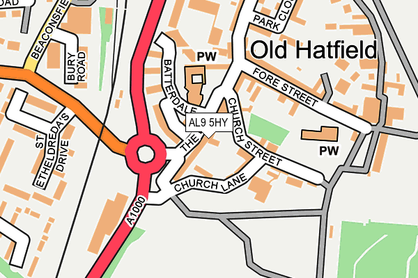 AL9 5HY map - OS OpenMap – Local (Ordnance Survey) AL9 5HY map - OS OpenMap – Local (Ordnance Survey)