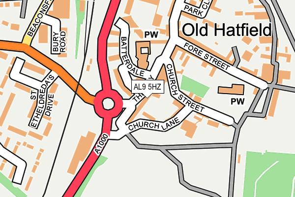 AL9 5HZ map - OS OpenMap – Local (Ordnance Survey) AL9 5HZ map - OS OpenMap – Local (Ordnance Survey)