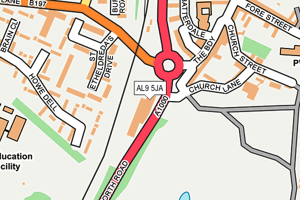 AL9 5JA map - OS OpenMap – Local (Ordnance Survey) AL9 5JA map - OS OpenMap – Local (Ordnance Survey)