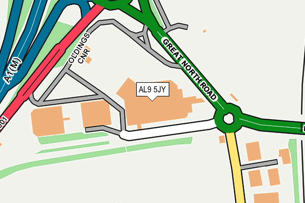 AL9 5JY map - OS OpenMap – Local (Ordnance Survey) AL9 5JY map - OS OpenMap – Local (Ordnance Survey)