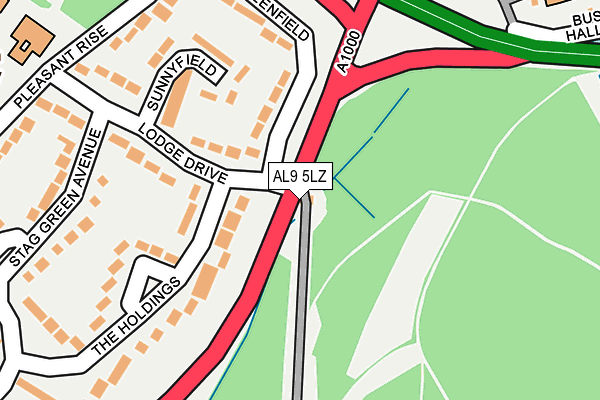 AL9 5LZ map - OS OpenMap – Local (Ordnance Survey) AL9 5LZ map - OS OpenMap – Local (Ordnance Survey)