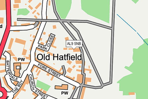 AL9 5NB map - OS OpenMap – Local (Ordnance Survey) AL9 5NB map - OS OpenMap – Local (Ordnance Survey)