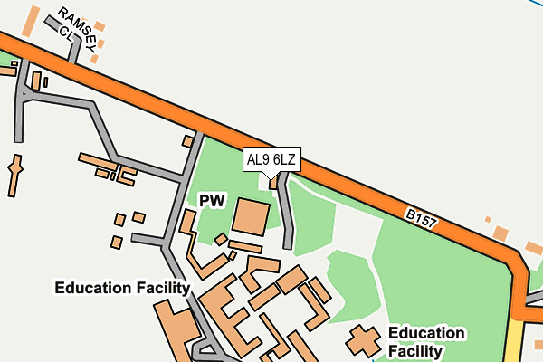 AL9 6LZ map - OS OpenMap – Local (Ordnance Survey) AL9 6LZ map - OS OpenMap – Local (Ordnance Survey)