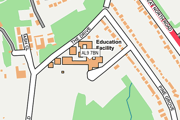 AL9 7BN map - OS OpenMap – Local (Ordnance Survey) AL9 7BN map - OS OpenMap – Local (Ordnance Survey)