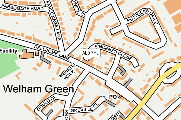 AL9 7HJ map - OS OpenMap – Local (Ordnance Survey) AL9 7HJ map - OS OpenMap – Local (Ordnance Survey)