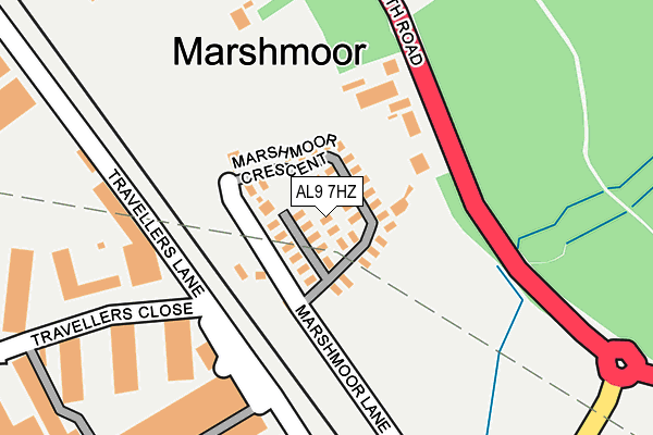 AL9 7HZ map - OS OpenMap – Local (Ordnance Survey) AL9 7HZ map - OS OpenMap – Local (Ordnance Survey)