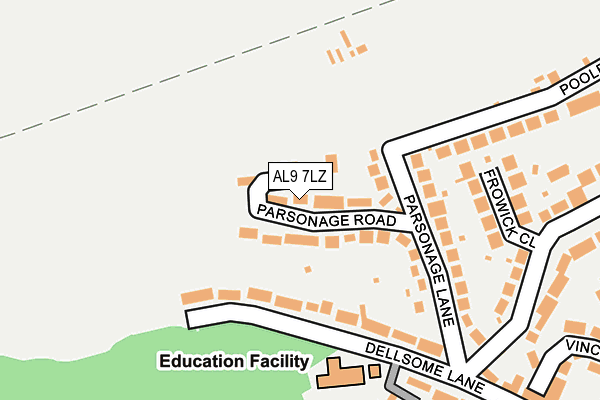 AL9 7LZ map - OS OpenMap – Local (Ordnance Survey) AL9 7LZ map - OS OpenMap – Local (Ordnance Survey)