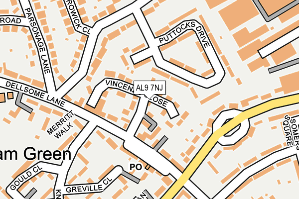 AL9 7NJ map - OS OpenMap – Local (Ordnance Survey) AL9 7NJ map - OS OpenMap – Local (Ordnance Survey)
