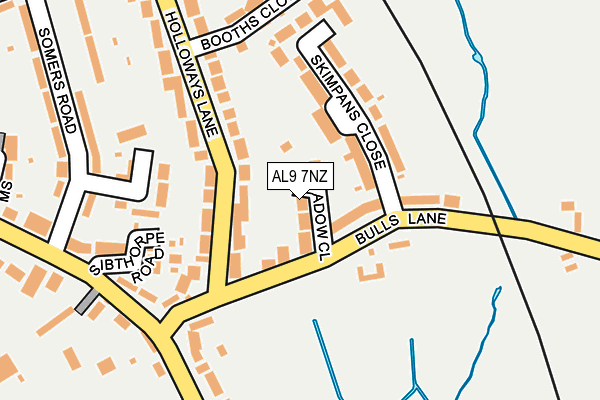 AL9 7NZ map - OS OpenMap – Local (Ordnance Survey) AL9 7NZ map - OS OpenMap – Local (Ordnance Survey)