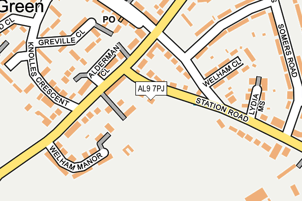 AL9 7PJ map - OS OpenMap – Local (Ordnance Survey) AL9 7PJ map - OS OpenMap – Local (Ordnance Survey)