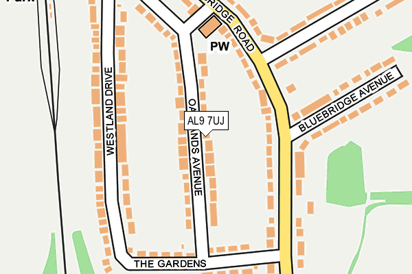AL9 7UJ map - OS OpenMap – Local (Ordnance Survey) AL9 7UJ map - OS OpenMap – Local (Ordnance Survey)