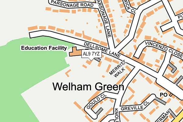 AL9 7YZ map - OS OpenMap – Local (Ordnance Survey)