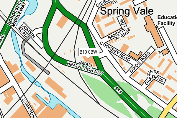 B10 0BW map - OS OpenMap – Local (Ordnance Survey)