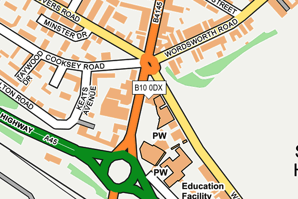 B10 0DX map - OS OpenMap – Local (Ordnance Survey) B10 0DX map - OS OpenMap – Local (Ordnance Survey)