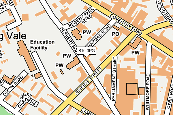 B10 0PG map - OS OpenMap – Local (Ordnance Survey)