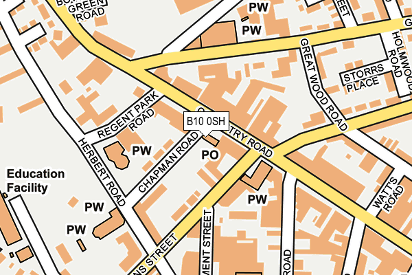 B10 0SH map - OS OpenMap – Local (Ordnance Survey) B10 0SH map - OS OpenMap – Local (Ordnance Survey)