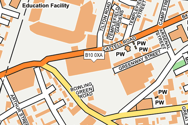 B10 0XA map - OS OpenMap – Local (Ordnance Survey) B10 0XA map - OS OpenMap – Local (Ordnance Survey)