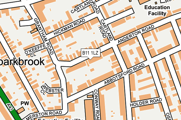 B11 1LZ map - OS OpenMap – Local (Ordnance Survey) B11 1LZ map - OS OpenMap – Local (Ordnance Survey)