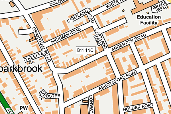 B11 1NQ map - OS OpenMap – Local (Ordnance Survey) B11 1NQ map - OS OpenMap – Local (Ordnance Survey)