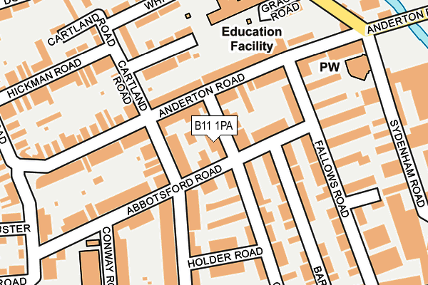 B11 1PA map - OS OpenMap – Local (Ordnance Survey) B11 1PA map - OS OpenMap – Local (Ordnance Survey)