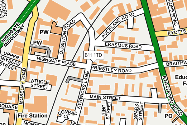 B11 1TD map - OS OpenMap – Local (Ordnance Survey) B11 1TD map - OS OpenMap – Local (Ordnance Survey)