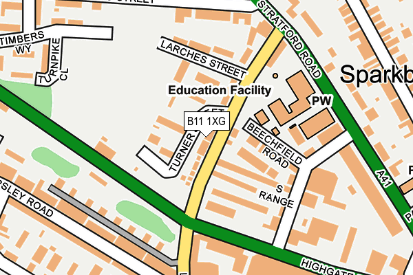 B11 1XG map - OS OpenMap – Local (Ordnance Survey) B11 1XG map - OS OpenMap – Local (Ordnance Survey)