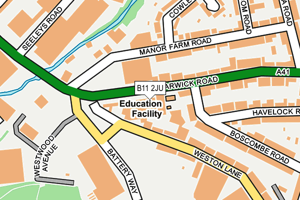 B11 2JU map - OS OpenMap – Local (Ordnance Survey) B11 2JU map - OS OpenMap – Local (Ordnance Survey)