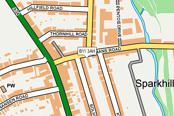 B11 3AH map - OS OpenMap – Local (Ordnance Survey) B11 3AH map - OS OpenMap – Local (Ordnance Survey)