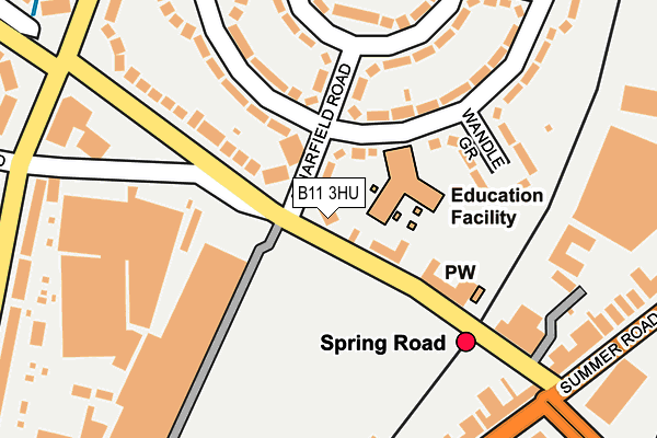 B11 3HU map - OS OpenMap – Local (Ordnance Survey) B11 3HU map - OS OpenMap – Local (Ordnance Survey)