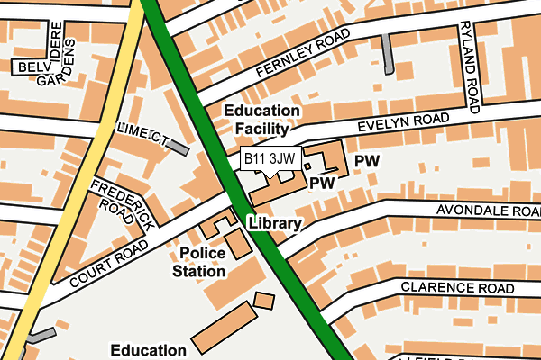 B11 3JW map - OS OpenMap – Local (Ordnance Survey) B11 3JW map - OS OpenMap – Local (Ordnance Survey)