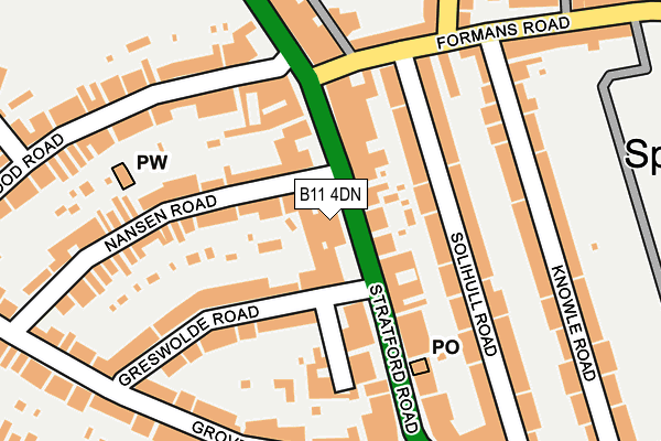 B11 4DN map - OS OpenMap – Local (Ordnance Survey) B11 4DN map - OS OpenMap – Local (Ordnance Survey)
