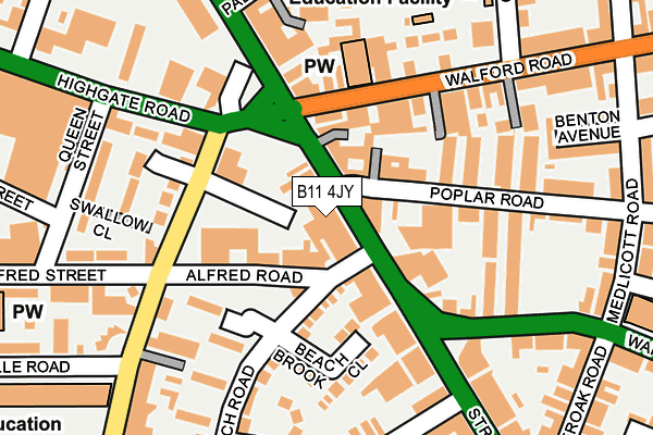 B11 4JY map - OS OpenMap – Local (Ordnance Survey)