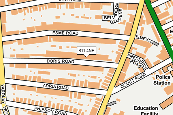 B11 4NE map - OS OpenMap – Local (Ordnance Survey) B11 4NE map - OS OpenMap – Local (Ordnance Survey)
