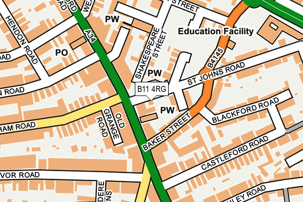 B11 4RG map - OS OpenMap – Local (Ordnance Survey) B11 4RG map - OS OpenMap – Local (Ordnance Survey)
