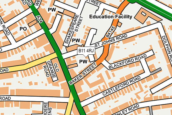 B11 4RJ map - OS OpenMap – Local (Ordnance Survey) B11 4RJ map - OS OpenMap – Local (Ordnance Survey)
