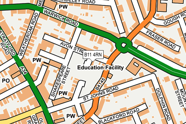 B11 4RN map - OS OpenMap – Local (Ordnance Survey) B11 4RN map - OS OpenMap – Local (Ordnance Survey)
