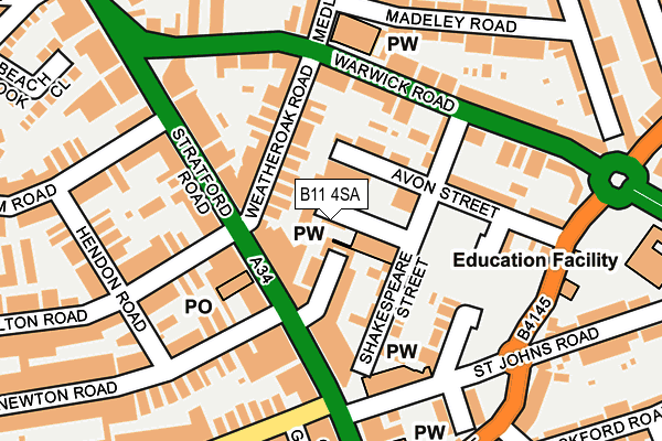B11 4SA map - OS OpenMap – Local (Ordnance Survey) B11 4SA map - OS OpenMap – Local (Ordnance Survey)