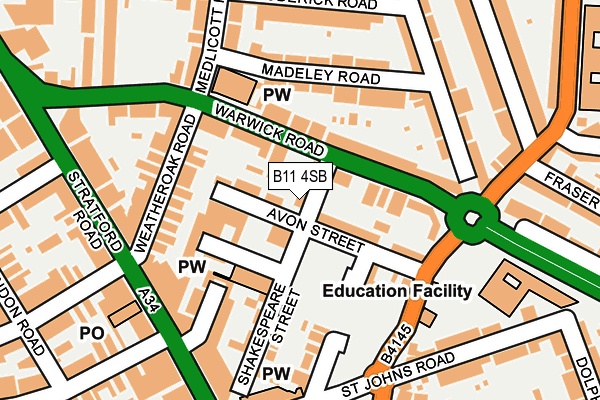 B11 4SB map - OS OpenMap – Local (Ordnance Survey) B11 4SB map - OS OpenMap – Local (Ordnance Survey)