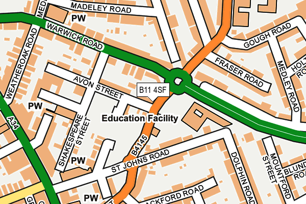 B11 4SF map - OS OpenMap – Local (Ordnance Survey) B11 4SF map - OS OpenMap – Local (Ordnance Survey)